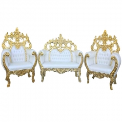 Wedding Sofa Set (1 Sofa & 2 Chairs) - Made of Wood & Brass Coating