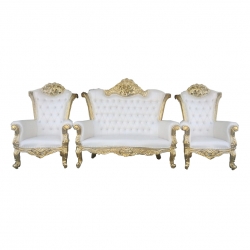 Wedding Sofa Set (1 Sofa & 2 Chairs) - Made of Wood & Brass Coating