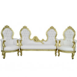 Wedding Sofa Set (1 Sofa & 2 Chairs) - Made of Wood & Brass Coating