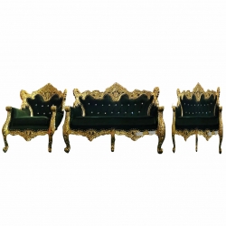 Wedding Sofa Set (1 Sofa & 2 Chairs) - Made of Wood & Brass Coating