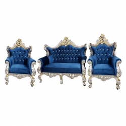 Wedding Sofa Set (1 Sofa & 2 Chairs) - Made of Wood & Brass Coating