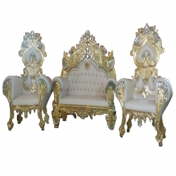 Wedding Sofa Set (1 Sofa & 2 Chairs) - Made of Wood & Brass Coating