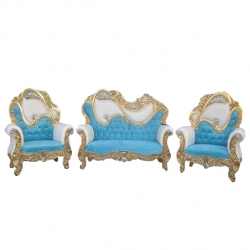 Wedding Sofa Set (1 Sofa & 2 Chairs) - Made of Wood & Brass Coating