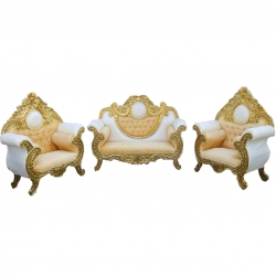 Wedding Sofa Set (1 Sofa & 2 Chairs) - Made of Wood & Brass Coating