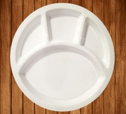 Plastic Pav Bhaji Plates - 13 Inch - Made of  Plastic -  White Color.