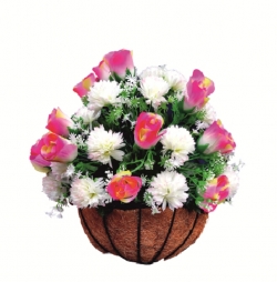 Artificial Flower Hanging Basket - 2 FT - Made of Plastic