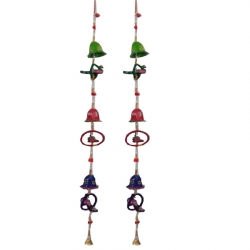 Rajasthani Peacock Ghanti  Door Hangings - 2 FT - Made of Fabric & Wood