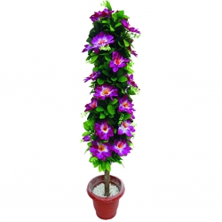 Artificial Flower Plant with Pot - 3.5 FT - Made of Plastic