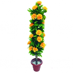 Artificial Flower Plant with Pot - 3.5 FT - Made of Plastic