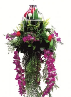 Artificial Flower Hanging Basket - 2 FT - Made of Plastic