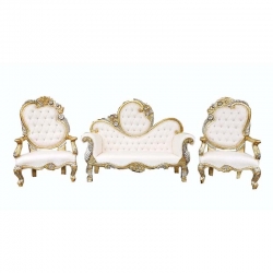 Wedding Sofa Set (1 Sofa & 2 Chairs) - Made of Wood & Brass Coating