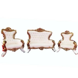 Wedding Sofa Set (1 Sofa & 2 Chairs) - Made of Wood & Brass Coating