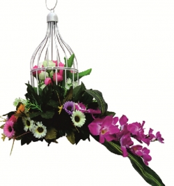 Artificial Flower Hanging Basket - 2 FT - Made of Plastic