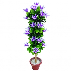 Artificial Flower Plant with Pot - 3.5 FT - Made of Plastic