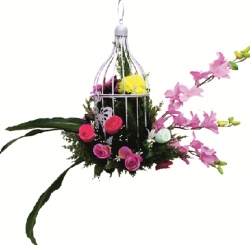 Artificial Flower Hanging Basket - 2 FT - Made of Plastic