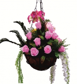 Artificial Flower Hanging Basket - 2 FT - Made of Plastic