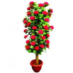 Artificial Flower Plant with Pot - 3.5 FT - Made of Plastic