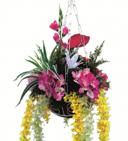 Artificial Flower Hanging Basket - 2 FT - Made of Plastic