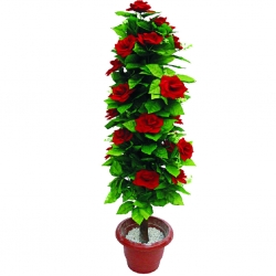 Artificial Flower Plant with Pot - 3.5 FT - Made of Plastic