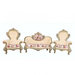 Wedding Sofa Set (1 Sofa & 2 Chairs) - Made of Wood & Brass Coating