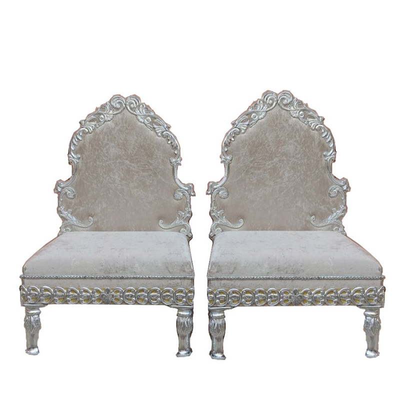 Buy White Color - Heavy Metal Premium Jaipur Mandap Chair - Wedding Chair -  Varmala Chair - Made of High Quality Metal & Wooden - 1 Pair ( 2 Chair ) 