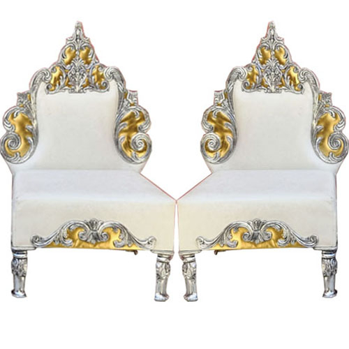 Buy White Color - Heavy Metal Premium Jaipur Mandap Chair - Wedding Chair -  Varmala Chair - Made of High Quality Metal & Wooden - 1 Pair ( 2 Chair ) 