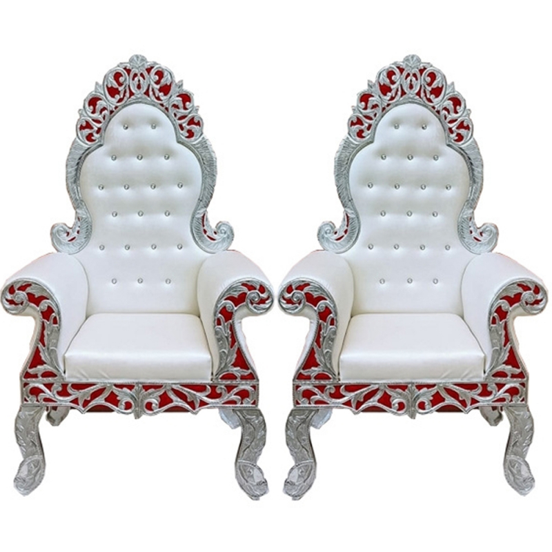 Buy White Color - Heavy Metal Premium Jaipur Mandap Chair - Wedding Chair -  Varmala Chair - Made of High Quality Metal & Wooden - 1 Pair ( 2 Chair ) 