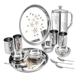 Mintage Pringle Laser Etching Dinner set - Set of 21 Pieces - Made of Stainless Steel