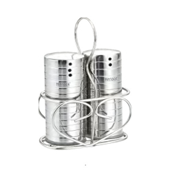 Salt & Pepper Shaker with Stand - Made of Stainless Steel