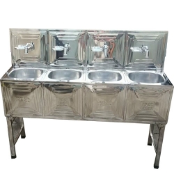 Four - Taps Wash Basin - Made Of  Stainless Steel