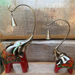 Elephant Set with Metal Face -15 Inch X 12 Inch - Made of Wood