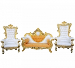 Wedding Sofa Set (1 Sofa & 2 Chairs) - Made of Wood & Brass Coating