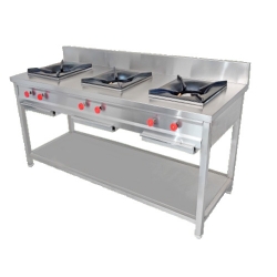 Three Burner Gas Range  - 72 Inch X 24 Inch X 32 Inch - Made Of Stainless Steel