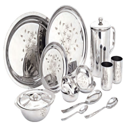 Mintage Pearl Plain Dinner set - Set of 76 Pieces - Made Of Stainless Steel