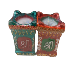 Big Tulsi Diya Pair - 3 Inch - Made of Wax