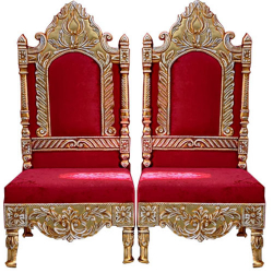 Heavy Metal Premium Jaipuri Chair - Vidhi Mandap Chair - Chair Set - Made Of Metal & Wooden - 1 Pair ( 2 Chair )