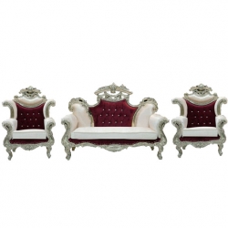 Wedding Sofa Set (1 Sofa & 2 Chairs) - Made of Wood & Brass Coating