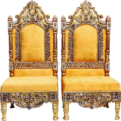 Heavy Metal Premium Jaipuri Chair - Wedding Chair - Chair Set - Made Of Metal & Wooden - 1 Pair ( 2 Chair )