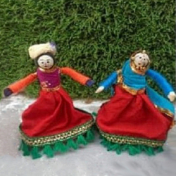 Standing Rajasthani Puppet's - 4 Inch x 5 Inch - Multi Color