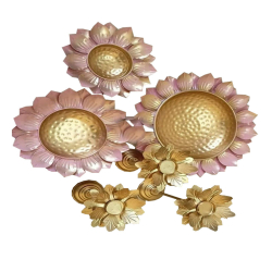 Urli with Lotus Flower Stand - Set of 6 - Made of Metal