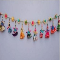 Rajasthani Puppets Toran - 21 Inch x 5 Inch - Multi Color