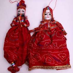 Rajasthani Decorative Puppet - Pair Home Decor Katputli Showpiece.