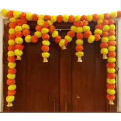 Artificial Marigold Door Toran - 40 Inch - Made Of Plastic