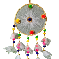 Fancy Ring Wall Hanging - Made Of Net Cloth  & Wooden Ring