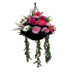 Artificial Flower Hanging Basket - 2 FT - Made of Plastic