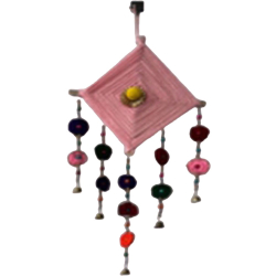 Decorative Kite Shape Wall Hanging - Made of Woolen, Bamboo & Metal Ball