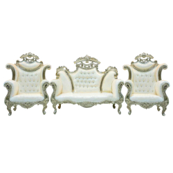 Wedding Sofa Set (1 Sofa & 2 Chairs) - Made of Wood & Brass Coating