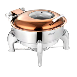 Mintage Rosegold Chafing  Dish - Round T - Leg ( Hydraulic ) - Made Of Stainless Steel