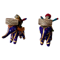 Elephant Raja Rani T- Light - Made Of Plastic & Cloth