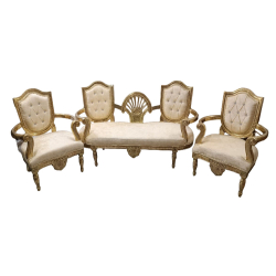 Wedding Sofa Set (1 Sofa & 2 Chairs) - Made of Wood & Brass Coating